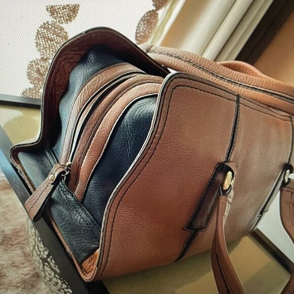 Barr and Barr vintage soft brown & Black leather handbag - Picture 5 of 9